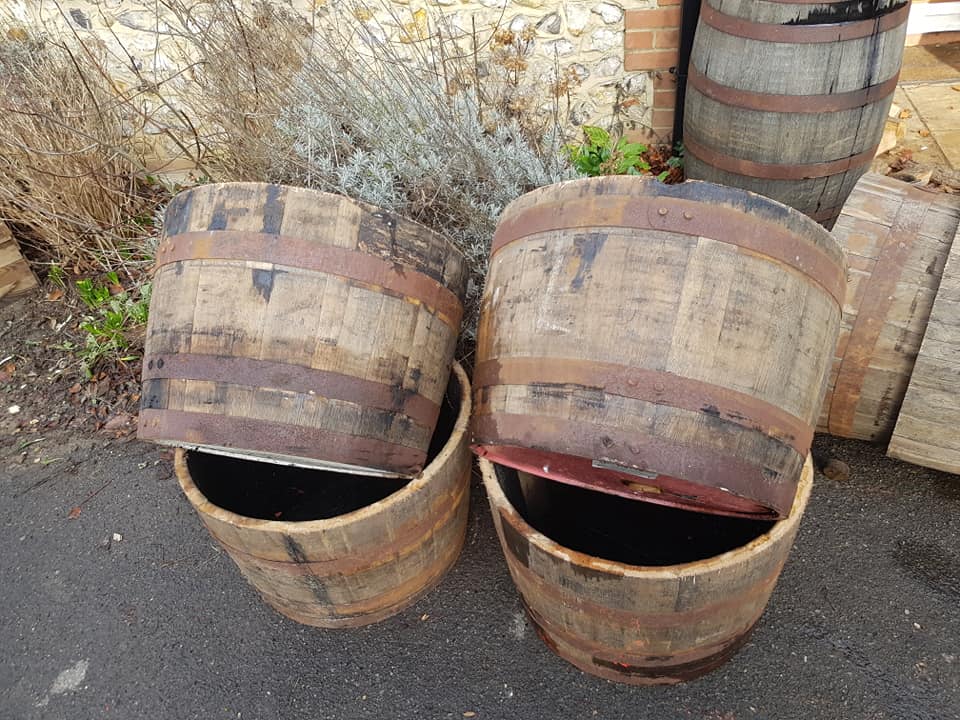 Half Solid oak Whisky barrels planter garden Patio lawn tub flower pot, 