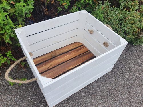 Natural Raw Wood Apple Crate with Short Shelf 