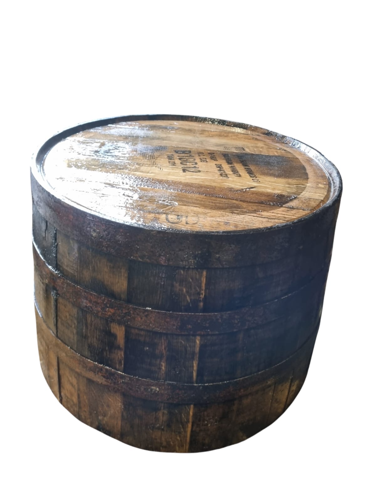 Flat Top Barrel Half - Garden Table, Sanded and Varnished - Image 2