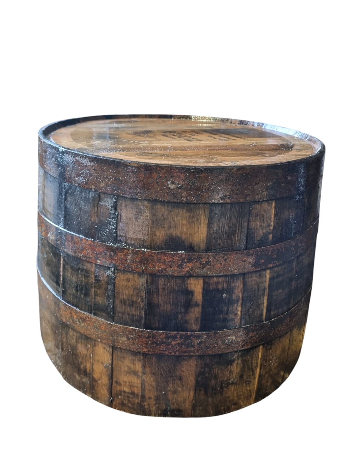 Flat Top Barrel Half - Garden Table, Sanded and Varnished - Image 3