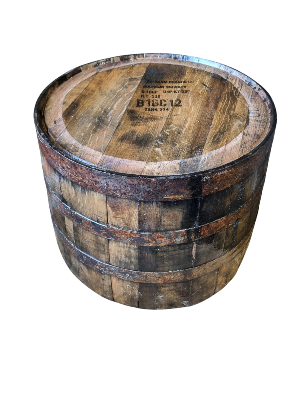 Flat Top Barrel Half - Garden Table, Sanded and Varnished - Image 4