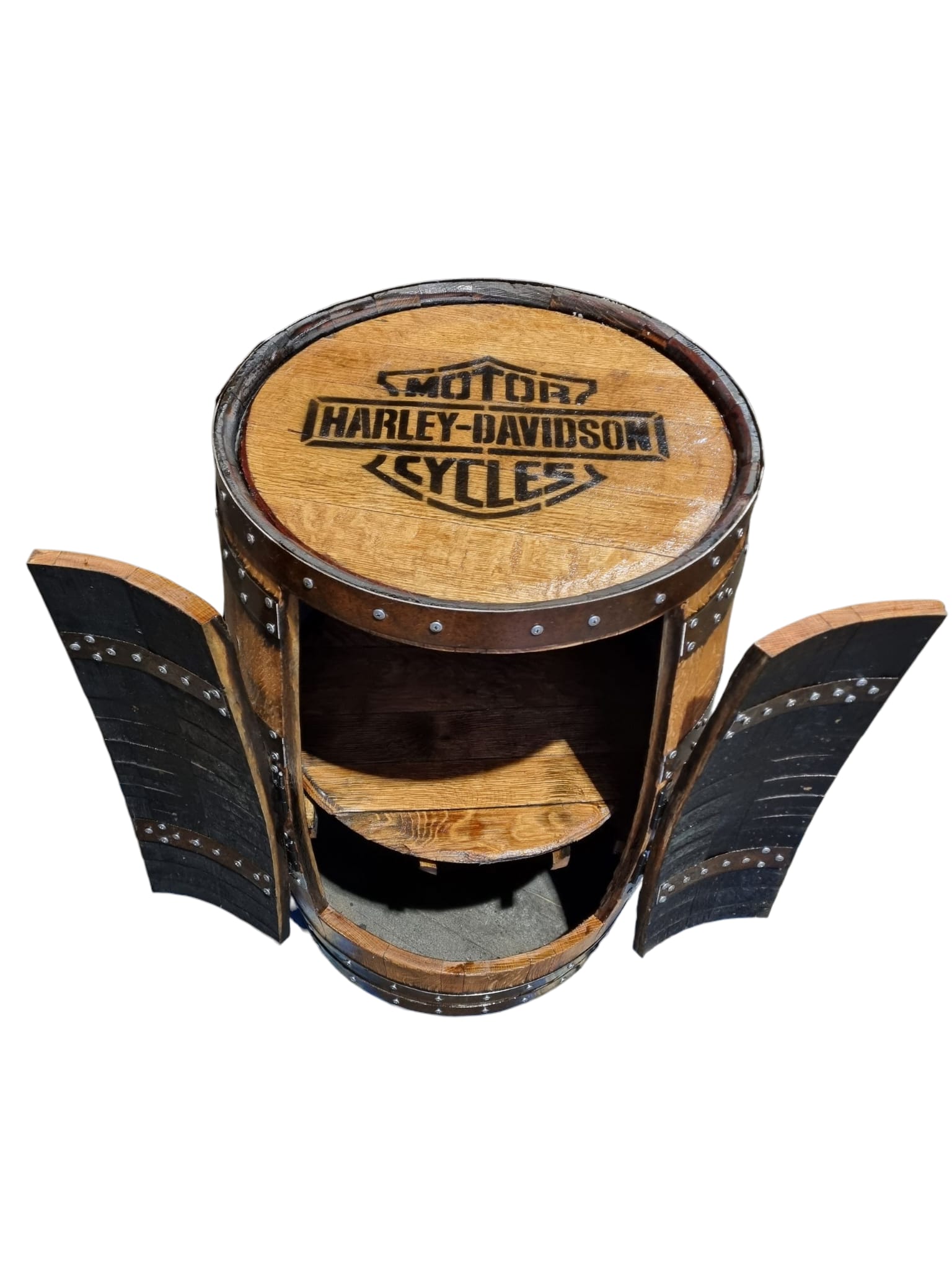 Harley Davidson - Barrel Drinks Cabinet with doors - Image 4