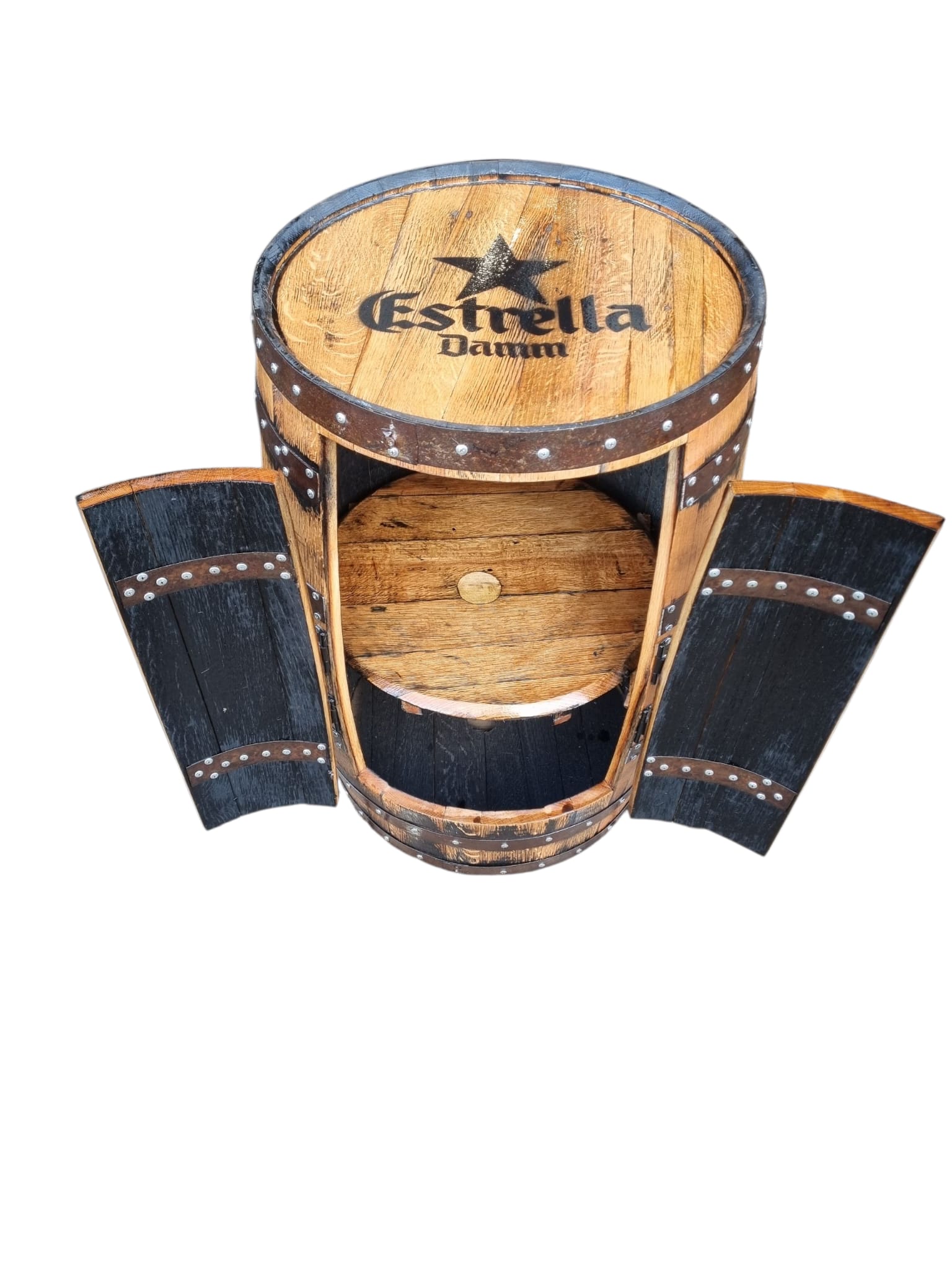 ESTRELLA DAMM Beer - Barrel Drinks Cabinet with doors