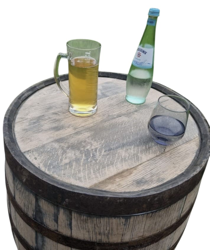 Barrel & Stand - Bar / Pub Garden Patio Table, Sanded and Varnished - Image 7